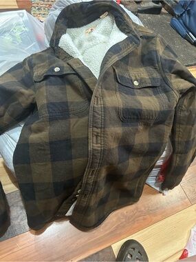 2 RedHead Brown and Black Plaid Sherpa-Lined Kids Jacket